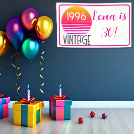 ヴィンテージ 1996 ネオン レトロ ストライプ サン 30歳の誕生日 横断幕