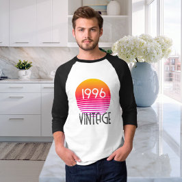 ヴィンテージ 1996 ネオン レトロ ストライプ サン 30歳の誕生日 Tシャツ