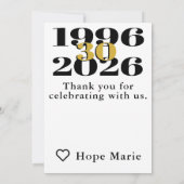 ヴィンテージ 1996 マイルストーン 30歳の誕生日 サンキューカード (裏面)