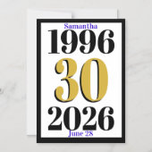 ヴィンテージ 1996 マイルストーン 30歳の誕生日 マグネット招待状 (正面)