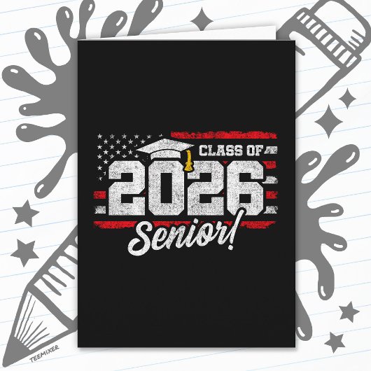 ヴィンテージ 2026年卒業クラス シニア向けタイポグラフィ カード