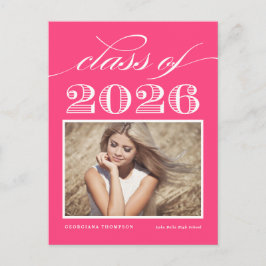ヴィンテージ 2026年度 クラス オブ ハットピンク フォト 卒業 ポストカード