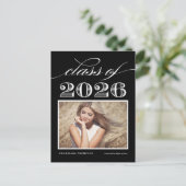 ヴィンテージ 2026年 ブラック フォト 卒業 ポストカード (スタンド正面)