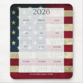 ヴィンテージ 2026 アメリカ国旗 ミニカレンダー マウスパッド (正面)