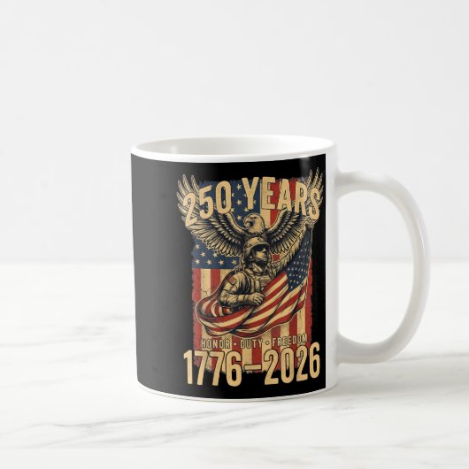 ヴィンテージ 250周年記念 1776-2026 アメリカ国旗 コーヒーマグカップ (右)