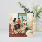 ヴィンテージ「4人の女性」フラットノートカード (スタンド正面)