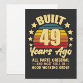 ヴィンテージ 49歳の誕生日 49年前製造 面白い 招待状 (正面/裏面)