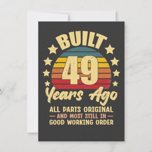 ヴィンテージ 49歳の誕生日 49年前製造 面白い 招待状 (正面)