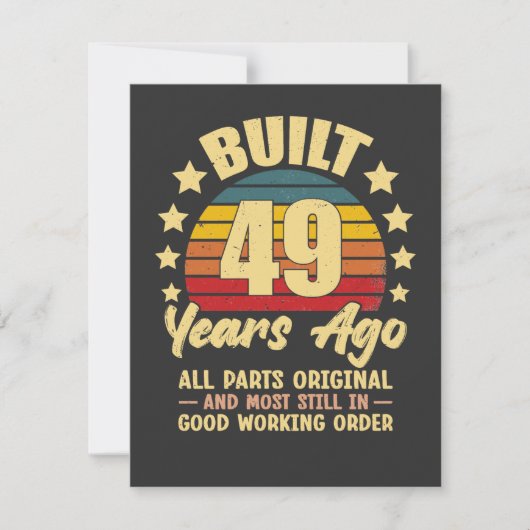 ヴィンテージ 49歳の誕生日 49年前製造 面白い 招待状 (正面)