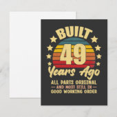 ヴィンテージ 49歳の誕生日 49年前製造 面白い 招待状 (正面/裏面)