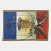 ヴィンテージ 4th of July イーグルとリバティベル キ キッチンタオル (横)