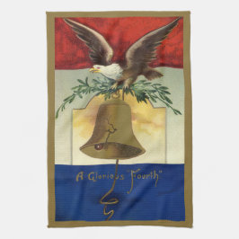 ヴィンテージ 4th of July イーグルとリバティベル キ キッチンタオル