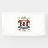 ヴィンテージ 4th of July バナー – ラスティック BBQ パーティー デコレーション 横断幕 (横)