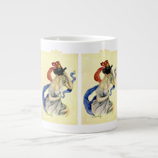 ヴィンテージ 4th of July 愛国的なマスカレードパーティ ジャンボコーヒーマグカップ (正面)