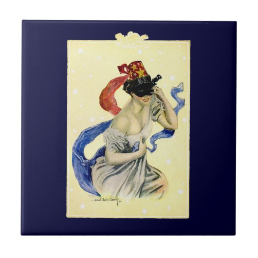 ヴィンテージ 4th of July 愛国的なマスカレードパーティ タイル (正面)