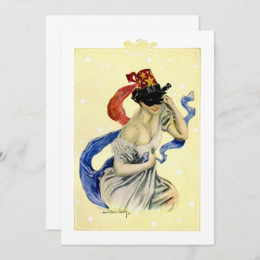 ヴィンテージ 4th of July 愛国的なマスカレードパーティ 招待状 (正面/裏面)