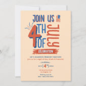 ヴィンテージ 4th of July 愛国的な バーベキュー 独立記念日 招待状 (正面)
