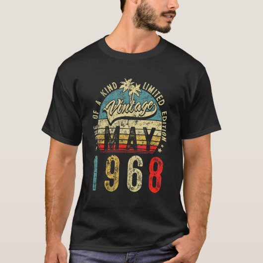 ヴィンテージ 54歳 1968年5月 デコレーション 54歳の誕生日 Tシャツ (正面)