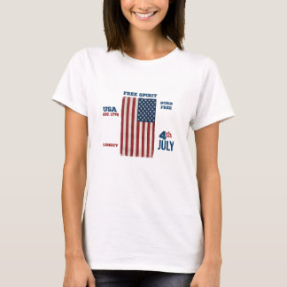 ヴィンテージ 7月4日 米国旗 フリースピリット 愛国心 Tシャツ