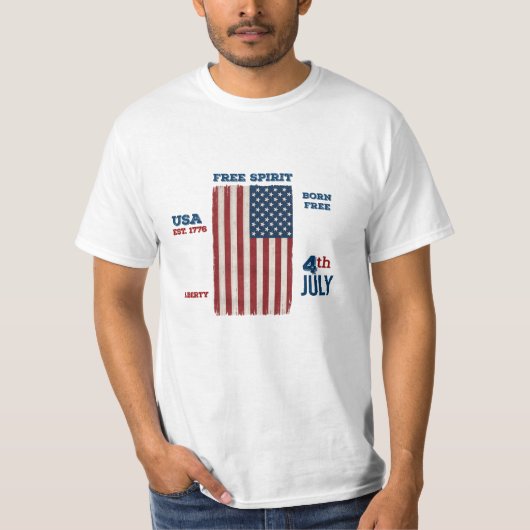 ヴィンテージ 7月4日 米国旗 フリースピリット 愛国心 Tシャツ (正面)