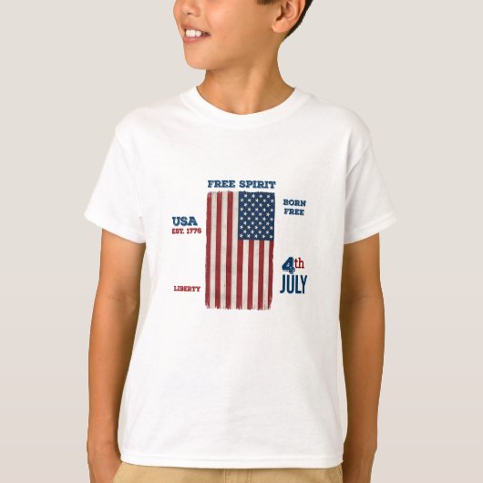 ヴィンテージ 7月4日 米国 フリー スピリット 愛国心 Tシャツ (正面)