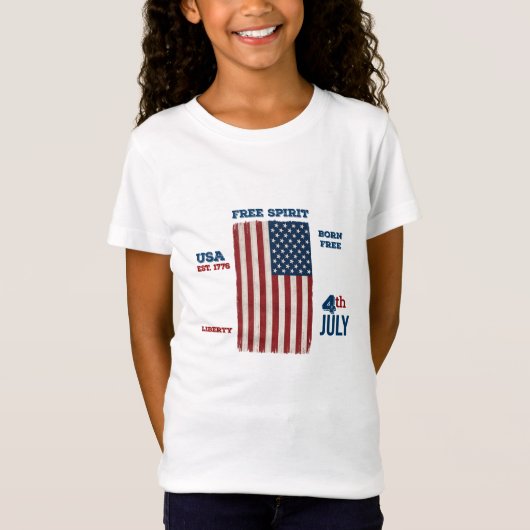 ヴィンテージ 7月4日 米国 フリー スピリット 愛国 Tシャツ (正面)