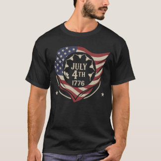 ヴィンテージ 7月4日 1776 フラグシールド Tシャツ