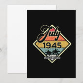 ヴィンテージ 7月 75年 1945 75歳の誕生日プレゼント 招待状 (正面/裏面)