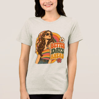 ヴィンテージ 70年代 ベター・デイズ・アヘッド ヒッピーの女の子 レトロな雰囲気 トライブレンドTシャツ