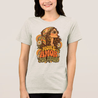 ヴィンテージ 70年代 ムーア アモール ポル ファボール ヒッピー ガール グルービー トライブレンドTシャツ