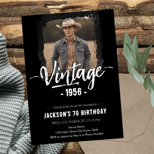 ヴィンテージ 70歳の誕生日 招待状