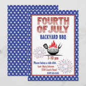 ヴィンテージ 7 月 4 日 BBQ 招待状 (正面/裏面)