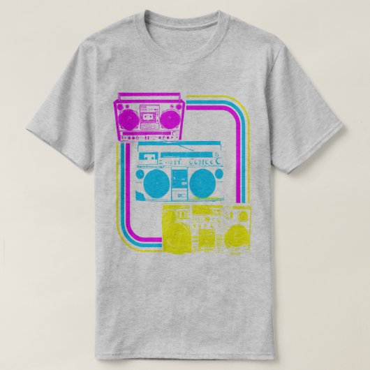 ヴィンテージ 80年代 レトロ ブームボックス ラジオ Tシャツ (デザイン正面)