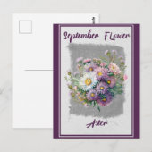 ヴィンテージ 9月 花 アスター フラワー ポストカード (正面/裏面)