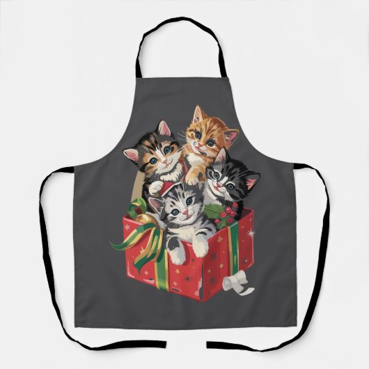 ヴィンテージ 90年代 猫好き クリスマス レトロ 猫 クリスマス エプロン (正面)