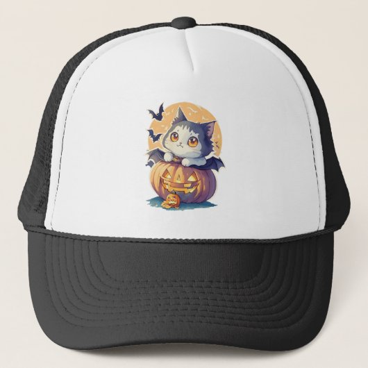 ヴィンテージ 90年代 猫 かぼちゃ ハロウィン レトロ キャップ (正面)