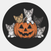 ヴィンテージ 90年代 猫 ハロウィン レトロ スプーキー シーズン ラウンドシール (正面)