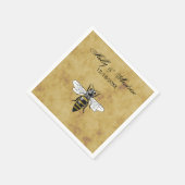 ヴィンテージ Bee #2 くたびれた古風な背景 スタンダードカクテルナプキン (角)