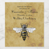 ヴィンテージ Bee #2 くたびれた古風な背景 ワインラベル (シングルラベル)