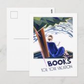 ヴィンテージ「Books for Your Vacation」のポス読ター ポストカード (正面/裏面)