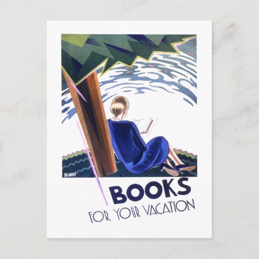 ヴィンテージ「Books for Your Vacation」のポス読ター ポストカード (正面)