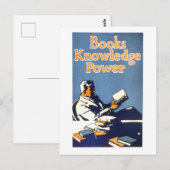 ヴィンテージ「Books Knowledge Power」ポスター ポストカード (正面/裏面)
