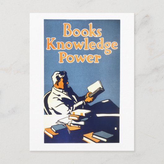 ヴィンテージ「Books Knowledge Power」ポスター ポストカード (正面)