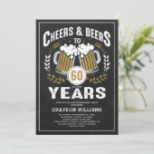 ヴィンテージ Cheers & Beers バースデー招待状 招待状 (スタンド正面)