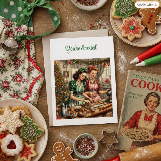 ヴィンテージ Cookie Exchange クリスマス 招待状