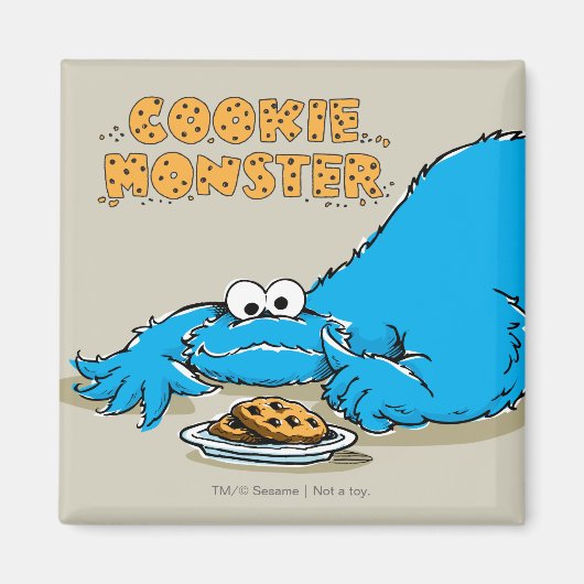 ヴィンテージ Cookie Monster プレートのクッキー マグネット (正面)