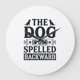 ヴィンテージ Dog Is God スペル逆順 Tシャツ デザイン_1 ラージ壁時計
