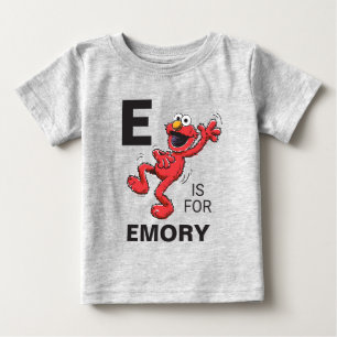ヴィンテージ- EはElmo用  名前の追加ベビー ベビーTシャツ