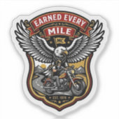 ヴィンテージ Earned Every Mile MC バイカー イーグル シール (正面)