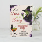 ヴィンテージ Eat Drink and Be Scary ハロウィンパーティー 招待状 (スタンド正面)